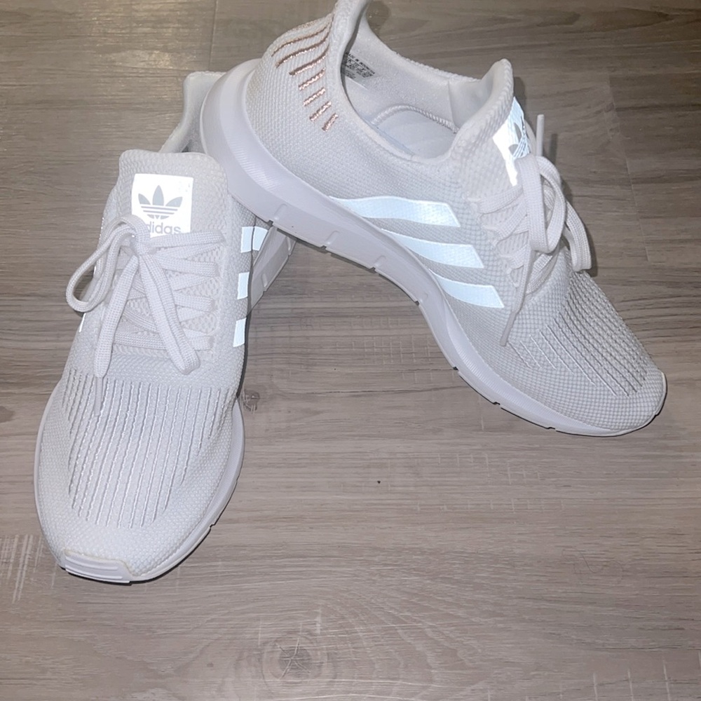 Worn once Rose gold and White Adidas Sneakers